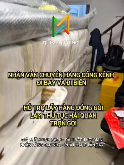 Quikshipping nhận vận chuyển hàng cồng kềnh đi bay và đi biển. Hỗ trợ đóng gói vận chuyển door to door. Hotline mr Trườn